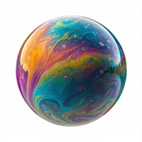 Abstract coclorful 3d render iridescent orb of swir png