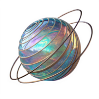 Abstract 3d iridescent 3d model with orbiting png