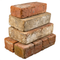 A stack of weathered bricks isolated on transparent background png