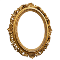 Golden ornate oval shaped circle frame png