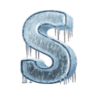 Frozen Letter S 3D Rendered in a Wintery Setting png
