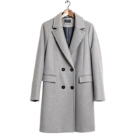 Stylish gray overcoat on transparent background png