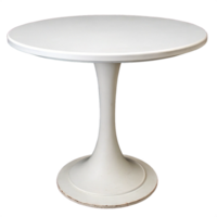 White round table with single leg isolated on transparent background png