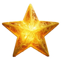 Realistic 3d render of a yellow star on transparent background png