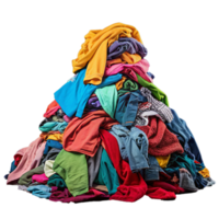 A huge pile of cloths ready for laundry isolated on transparent background png