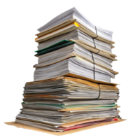 A massive stack of paper document on transparent background png