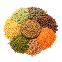 A colorful collection of realistic assorted lentil png