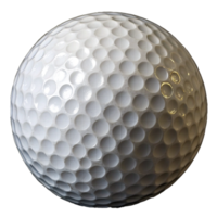 Closeup of a pristine white golf ball showcasing its dimpled surface texture and spherical shape against a transparent background png