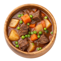 haute angle vue de du boeuf Ragoût dans bol sur transparent Contexte png