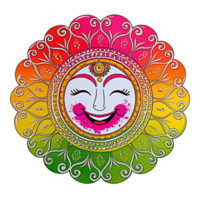 Sun is smiling in a colorful design transparent background png