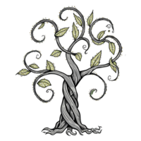 a tree with leaves and vines on it, with a green leaf transparent background png