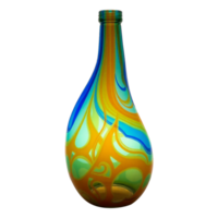 a glass bottle with a colorful swirl desig transparent backgroundn png