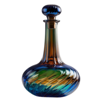 a glass bottle with Colorful swirl on it transparent background png