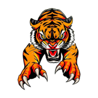 a tiger with claws and teeth on a transparent background png