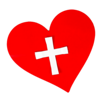 a red heart with a white cross on it transparent background png