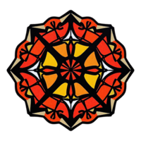 a circular design with a red, orange and yellow color scheme png