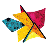 a colorful paper airplane with a design on it png