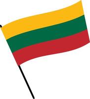 The national flag of Lithuania on flagpole. vector