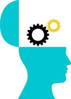 Human head with gears. Creative idea growth, knowledge guidance and change to positive mindset vector