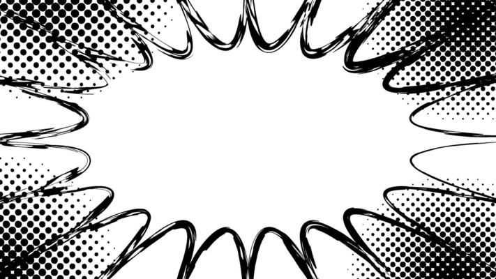 Blank speech bubble comic book with halftone on white