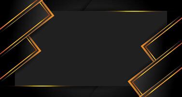 Abstract geometric luxury shiny dark black premium background with lines golden glowing and lighting effect and texture. vector