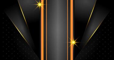 Background Geometric Abstract luxury shiny dark black premium background with lines golden glowing and lighting effect on dark background and texture. vector
