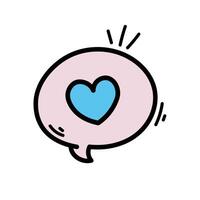 A speech bubble with a blue heart in it vector