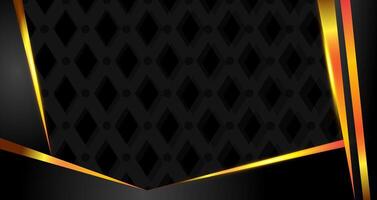 Geometric luxury Abstract shiny dark black premium background with lines golden glowing and lighting effect on dark background and texture. vector