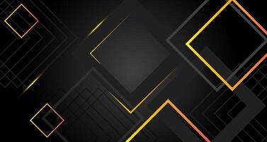 Abstract geometric luxury shiny dark black premium background with lines golden glowing and lighting effect background vector