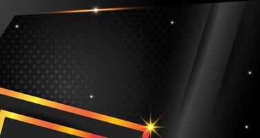 Abstract geometric background luxury shiny dark black premium background with lines golden glowing and lighting effect vector