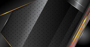 Abstract geometric luxury shiny dark black premium Gold background with lines golden glowing and lighting effect on dark background and texture. vector