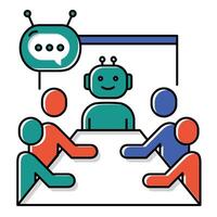 Artificial Intelligence Business Meeting Symbol Icon Design vector