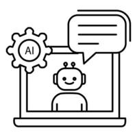 AI Chatbot Call Interface Icon Design with Editable Stroke vector