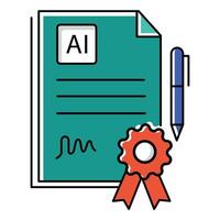 Artificial Intelligence Diploma and Recognition Symbol Icon Design vector