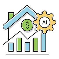 Wealth Investment Growth Ai Icon Design vector