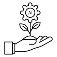 Business Growth Ai Automation Icon Design with Editable Stroke vector