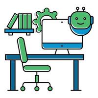 Coworking Space and Ai Automation Office Icon design vector