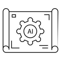 Business Plan Strategy Document Ai Automation Icon Design with Editable Stroke vector