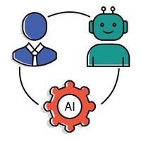 Artificial Intelligence and Team Collaboration Symbol icon design vector
