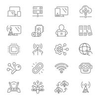 Information technology line icons set. IT icons. IT, network, website, computer, software, data, internet, programming related thin line icon collection. Editable stroke vector