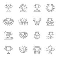 Trophy icon set. Trophy and award thin line style icons. Trophy thin line icons. Editable stroke vector