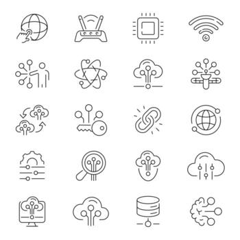 Network icons. Networking line icons collection. vector