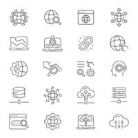 Website icons. Website icon set. Internet, content, SEO, hosting, server, homepage, WWW, website related thin line icon collection. Editable stroke vector