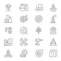 Industry icons. Industry icon set. Technology, construction, engineering, building, factory, industrial related thin line icon collection. Editable stroke vector