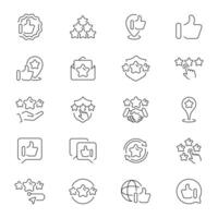 Feedback icons set. Feedback and rating line icons. Feedback, rating, like sign thin line icon collection. Editable stroke vector