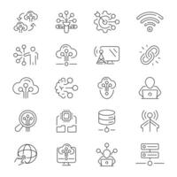 Network icons. Networking line icons collection. Online, computer, website, server, web design, hardware, software vector