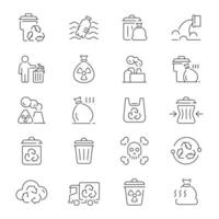 Garbage icons. Waste garbage line icons. Garbage, waste, trash, rubbish related thin line icon collection. Editable stroke vector
