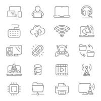 Computer icons. Computer icon set. Network, website, server, web design, hardware, software, programming, computer related thin line icon collection. Editable stroke vector