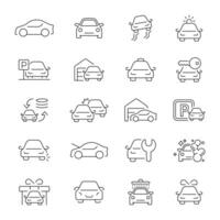 Car icon collection. Car linear icons. Car, service, vehicle, transport related thin line icon collection. Editable stroke vector