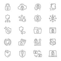 Privacy icons. Set of Privacy web icons in line style. Guard, cyber security, password, safety, data protection, key, shield, security, privacy related thin line icon collection. Editable stroke vector